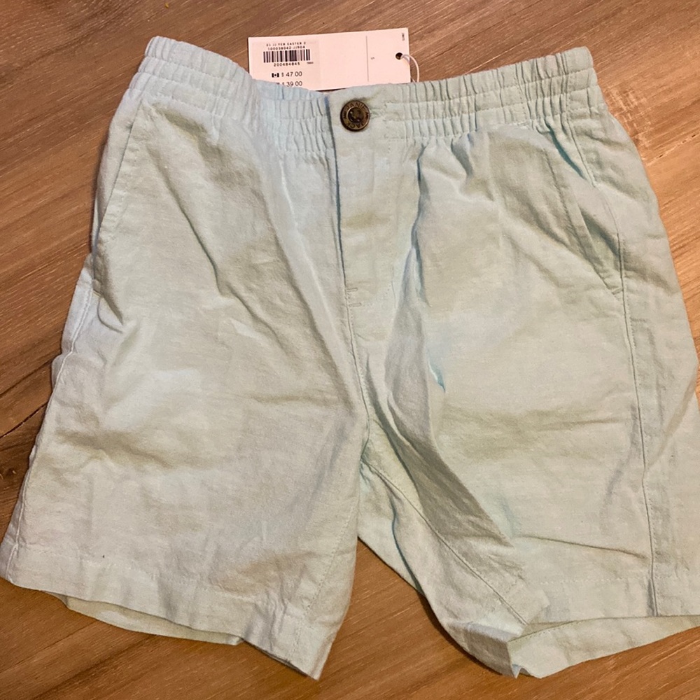Aqua linen shorts